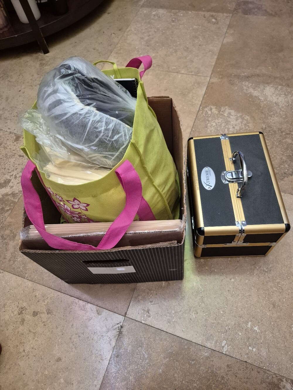 Xtreme Lashes. Lime Green Tote Bag with Pink Handles - Versatile Storage